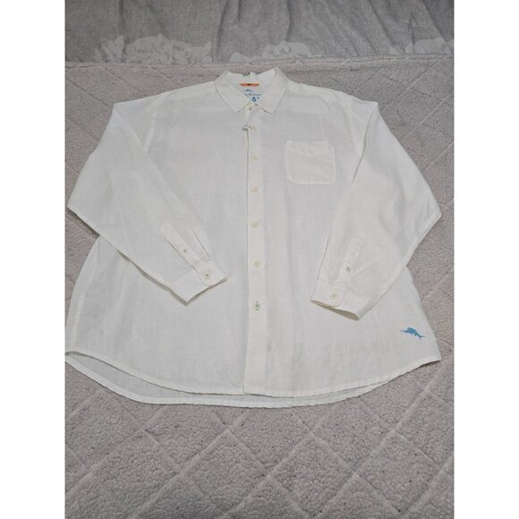 Tommy Bahama Relax Mens White Linen Long Sleeve‎ Button-Up Shirt XXL - Picture 10 of 12